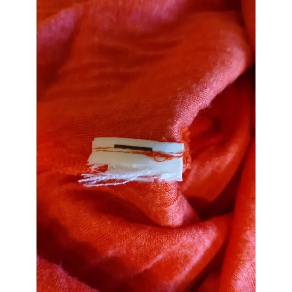 We The Free Back At It Oversize Linen Blend Henley Thick Pullover Orange Top XS